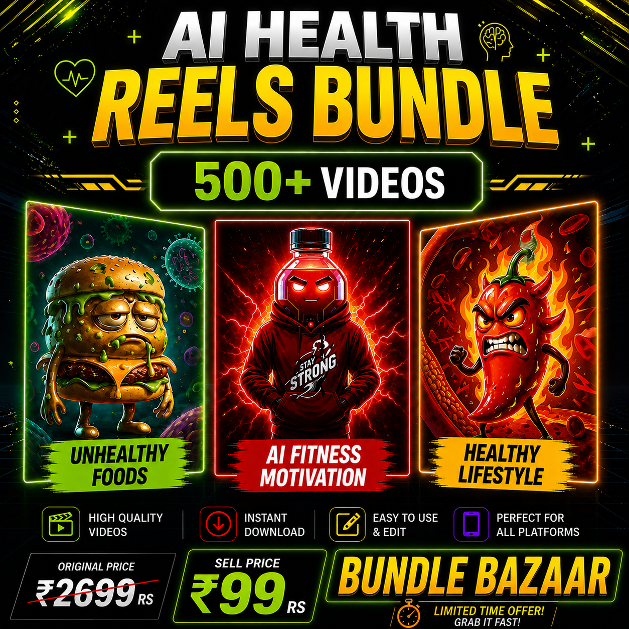 AI Health Reels Bundle – 500+ Premium Viral Reels