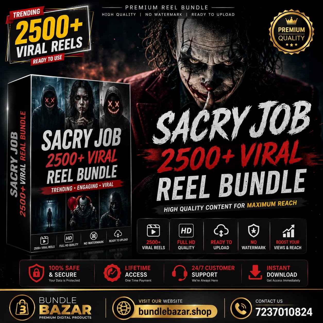 Scary Job 2500+ Viral Reels Bundle | Premium Horror Reel Pack | Ready to Upload | BundleBazar.shop