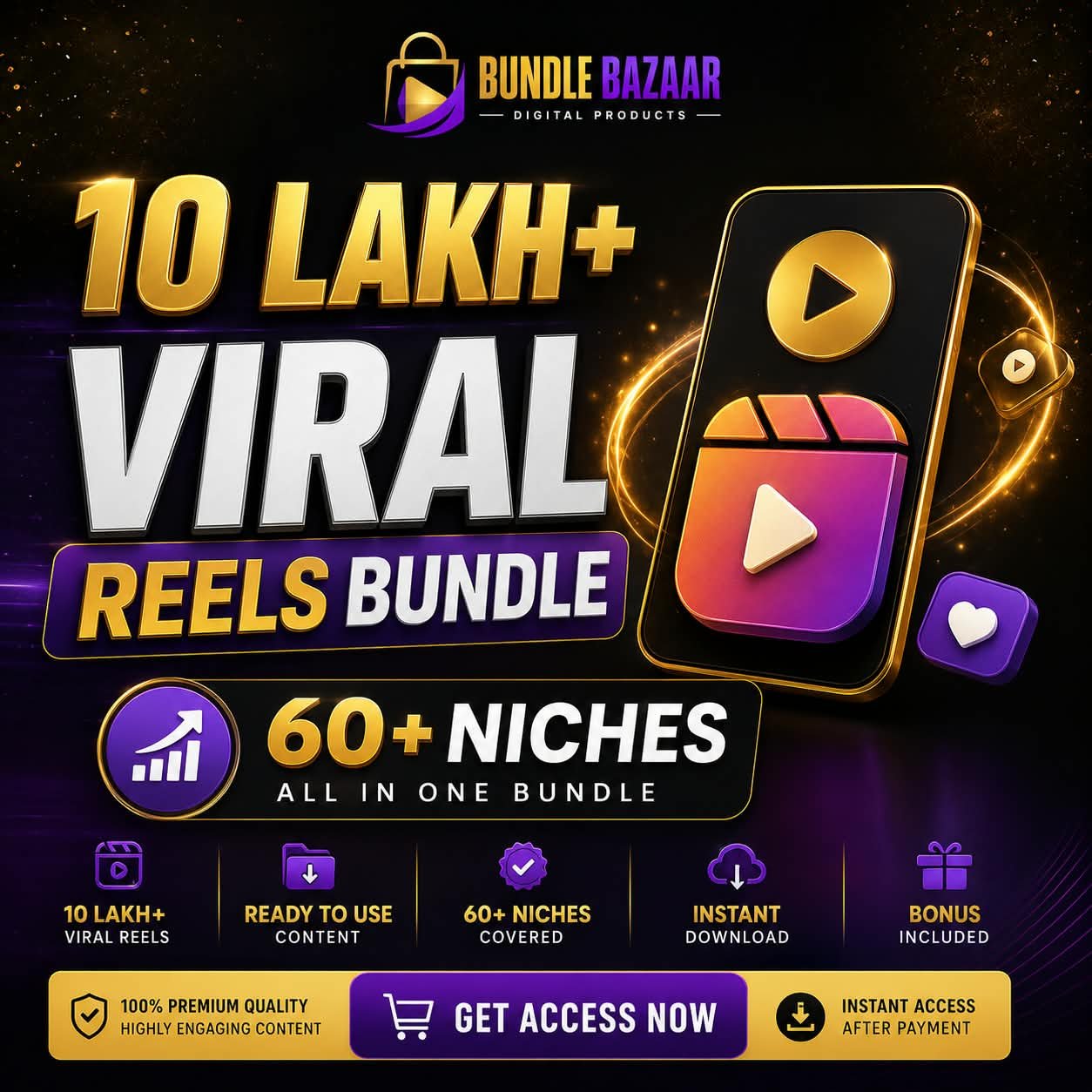10 Lakh+ Viral Reels Bundle 🚀 | 60+ Niches | Premium Content Library
